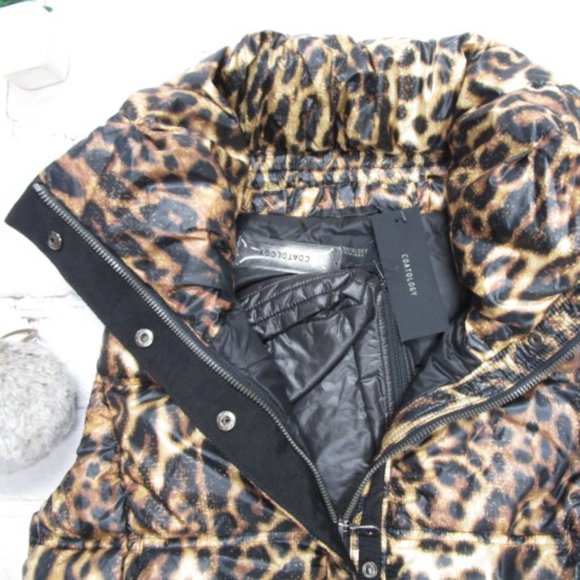 Super Cute Coatology Leopard Skin Packable Puffer Vest - Picture 3 of 13